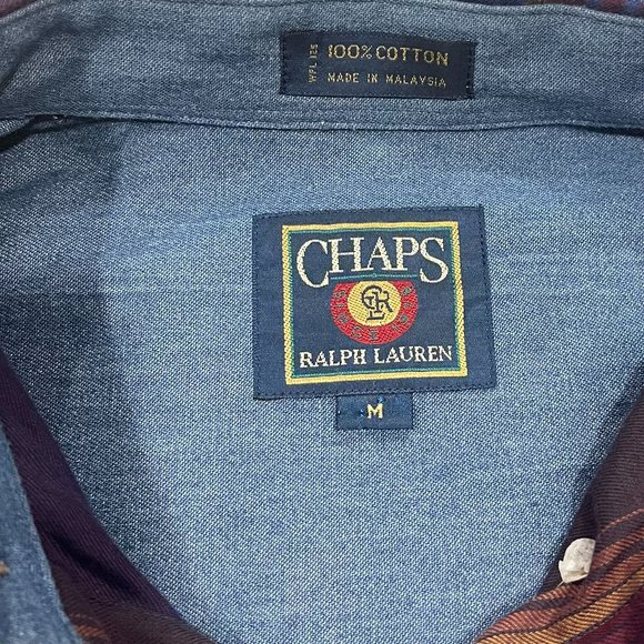 Vintage‎ Chaps Ralph Lauren Men's Plaid Button Down Dress Shirt, Size M - Picture 3 of 5